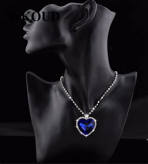 Titanic Heart Of The Ocean Blue Cz Crystal Necklace Pendants For Women