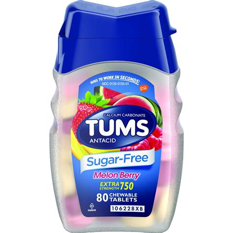 Tums Sugar Free Antacid Chewable Tablets For Heartburn Relief Extra