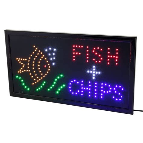 Led Sign Fish And Chips 60x33cm Large Catering And Hospitality