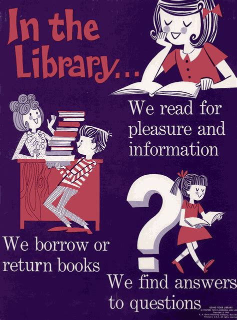 In The Library Vintage 1960s Poster Teaching School Students How