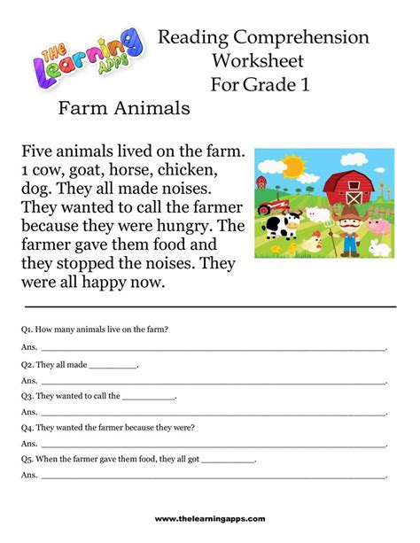 1st Grade Reading Comprehension Printable