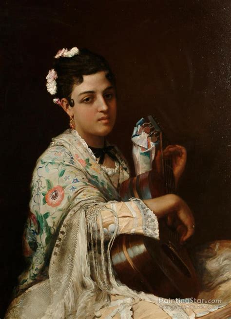 Portrait Half Length Of A Spanish Lady Artwork By Henri Guillaume