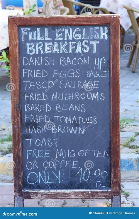 Full English Breakfast Menu Board Stock Image Image 16444901