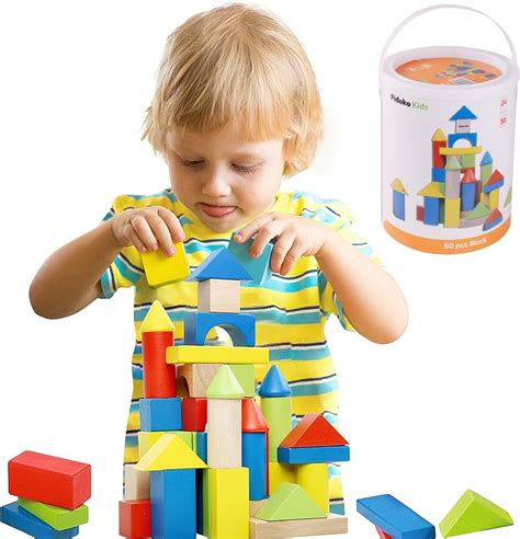 Deluxe 50 Piece Hand Crafted Wooden Building Blocks Set