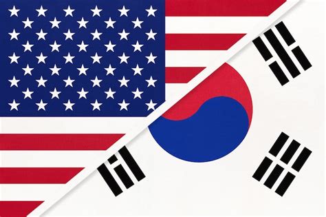 Premium Photo Usa Vs South Korea National Flag From Textile