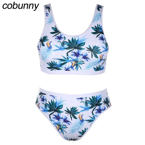 cobunny print bikini set 2018 plus size women swimwear swimsuit bandeau bathing suit beachwear