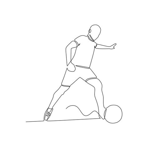 One Line Drawing Of A Football Player Vector Illustration Sport Sole
