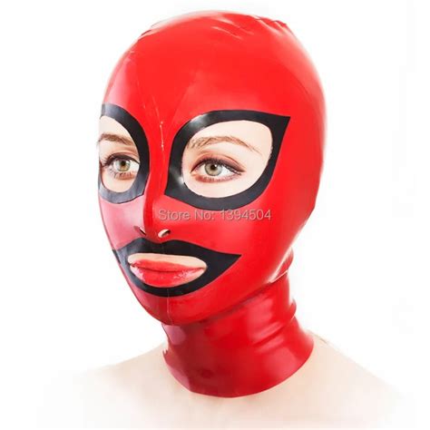 sexy lingere exotic handmade latex unisex hoods red mask club wear cekc zentai fetish uniform