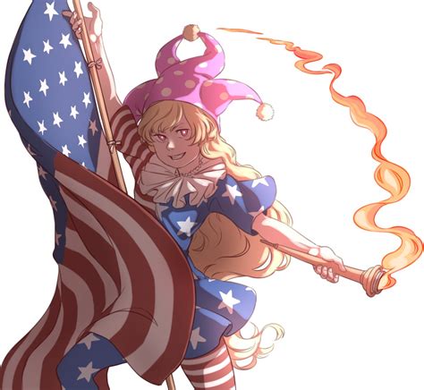safebooru 1girl american flag american flag dress american flag legwear blonde hair clownpiece