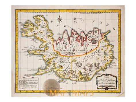 Island Iceland Antique Map Carte De L Islandes Bellin Mapandmaps