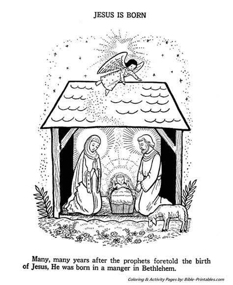 The Birth Of Jesus In A Manger Nativity Coloring Pages Jesus