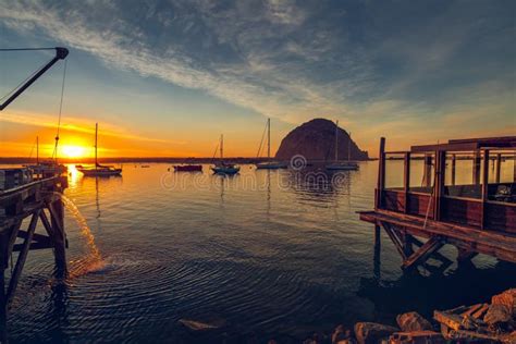 Beautiful Sunset In Morro Bay Harbor California Stock Image Image Of