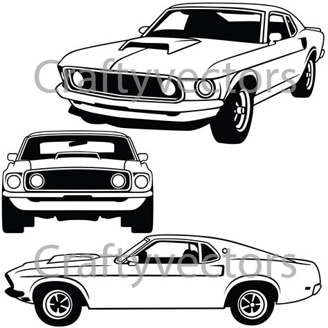 Ford Mustang 1969 Vector Svg Cut File Etsy