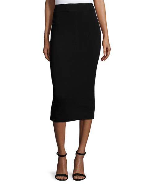 Lyst Milly Fitted Midi Pencil Skirt In Black