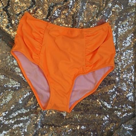 Asos Neon Orange High Waisted Bikini Bottom Sz 8 Orange High Waisted