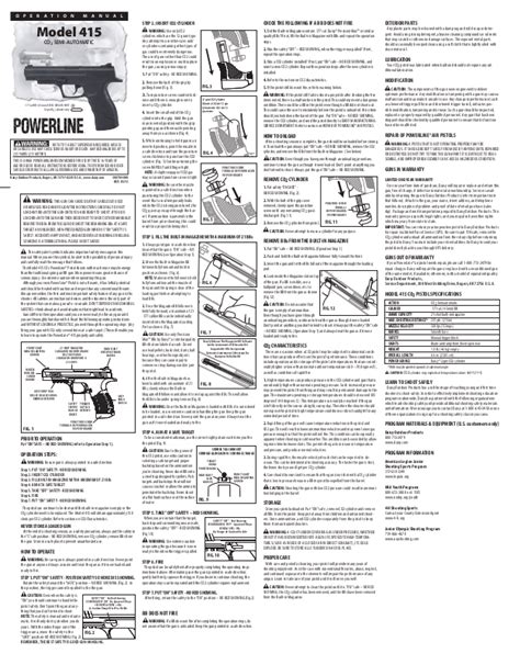 Daisy PowerLine 415 Pistol User Manual