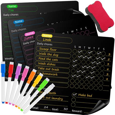 Buy Magnetic Chore Chart For Kids 4 Pcs Dry Erase Behavior Charts And