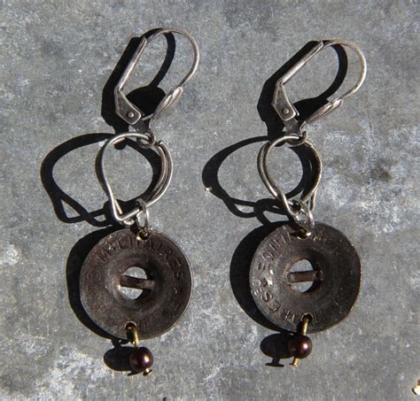 Earrings Made From Smashed Rivetsand Loops From A Fishing Rod By Pam