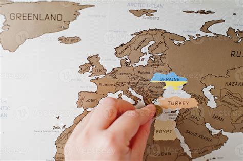 Scratch Travel Map Of The World Hand Of Man Erase Europe Turkey With