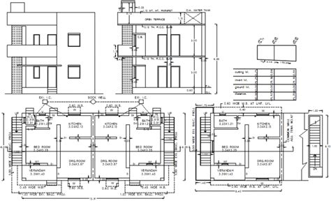 Simple House Elevation Section And Floor Plan Cad Drawing Details Dwg File Cadbull