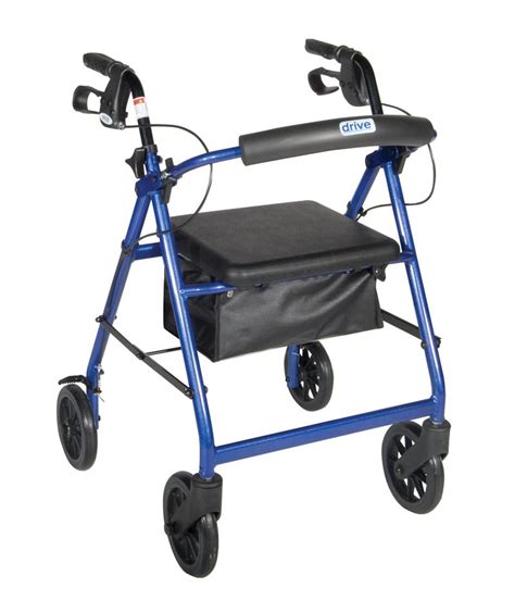 Blue Rollator Walker With Fold Up Removable Back Support
