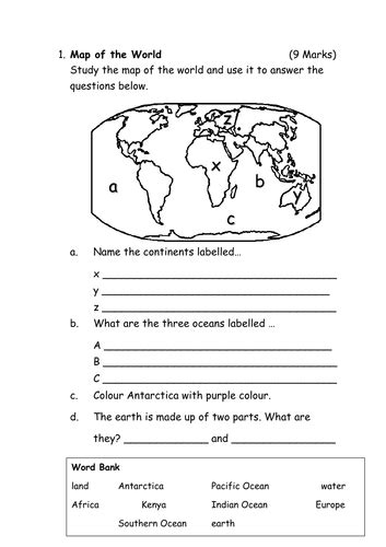 Geography Assessment Test Teaching Resources