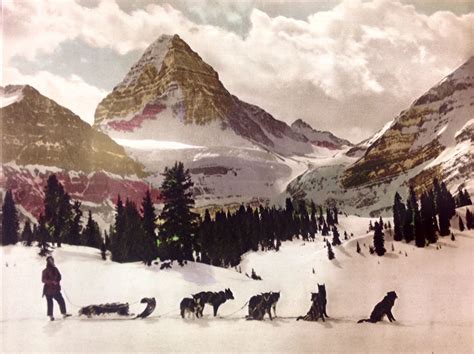 Vintage Hand Colored Photo Mount Assiniboine Rocky Mountains Canada
