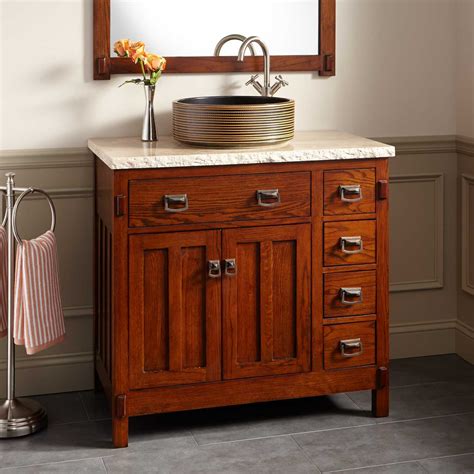 Eviva london 48 x 18 transitional gray bathroom vanity with white carrara marble and double. 36" Harington Oak Vessel Sink Vanity - Bathroom Vanities - Bathroom