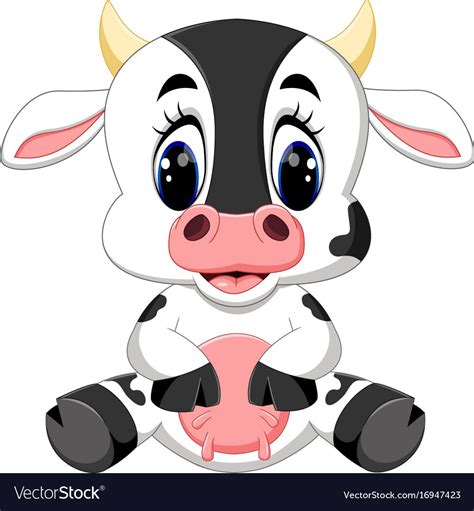 Cute Baby Cow Cartoon Royalty Free Vector Image