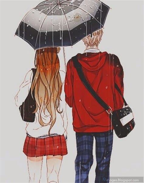 9 Images Anime Cute Raining Couple Umbrella Romantic Cute Anime