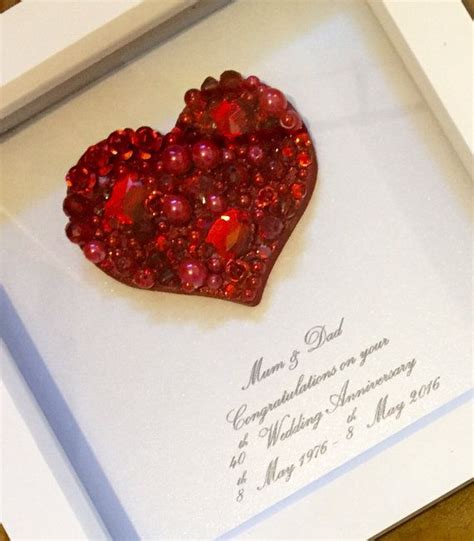 Hier eine puristische und moderne inspiration. 40. Jahrestag Geschenk Rubin Hochzeit 40. von ...