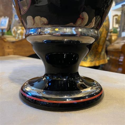 Italian Art Deco Silvered Black Glass Vase 1930s For Sale At Pamono