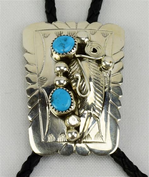 Sold Price Navajo Sterling Silver Turquoise Nugget Bolo Tie July