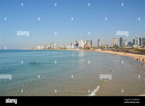 The beaches of Tel Aviv. The coast of the Mediterranean Sea in Israel