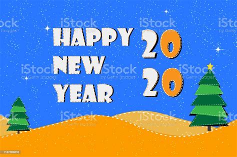 New Year 2020 Cartoon Style Stock Illustration Stock Illustration