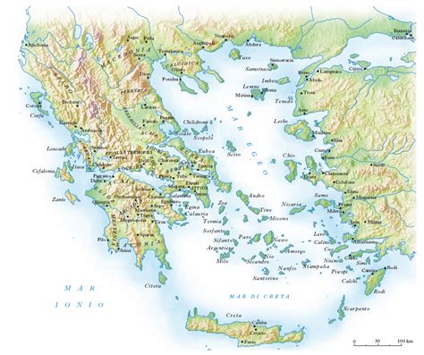 Antica Grecia Mappa Fisica Mappa Topografica Dellantica Grecia Porn