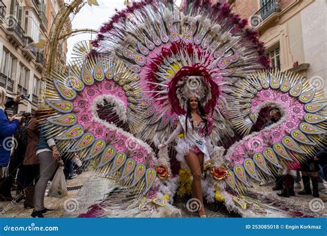 People Celebrating The Malaga Carnival In Malaga Spain Editorial Stock