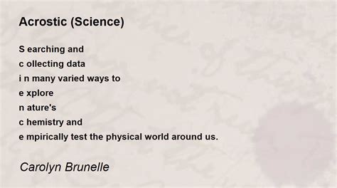 Acrostic Science Acrostic Science Poem By Carolyn Brunelle