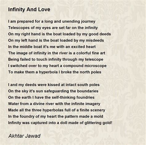 Infinity And Love Infinity And Love Poem By Akhtar Jawad
