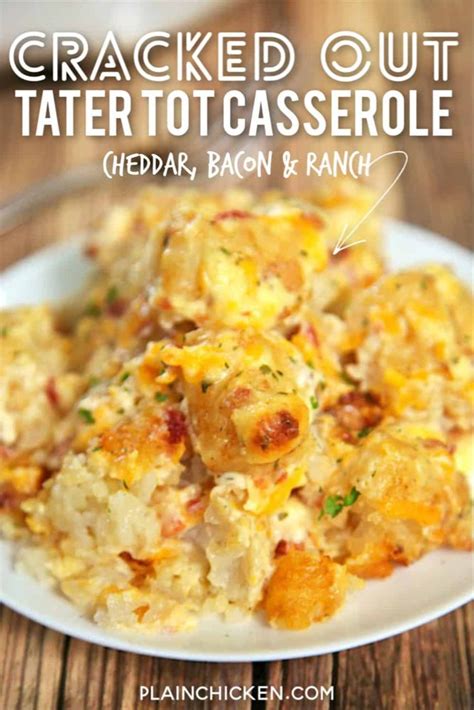 Cracked Out Tater Tot Casserole Recipe Easy Cheddar Bacon And Ranch