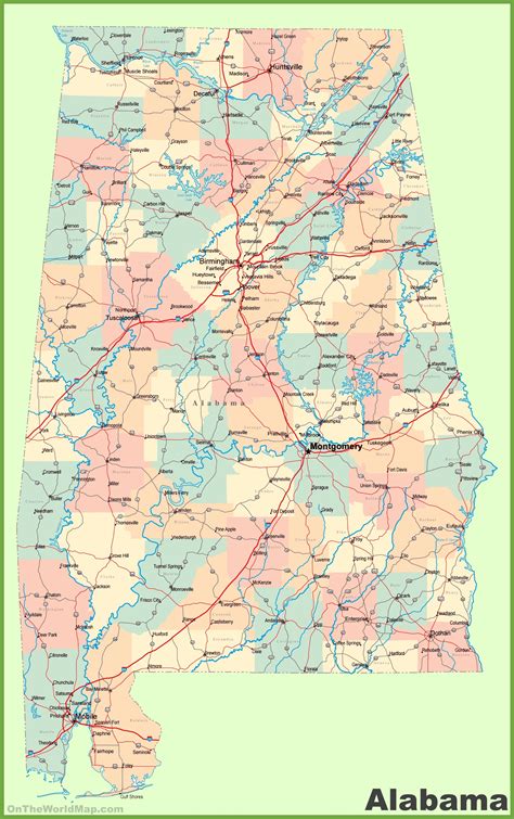 Alabama Map With Towns List Of Counties In Alabama Wikipedia