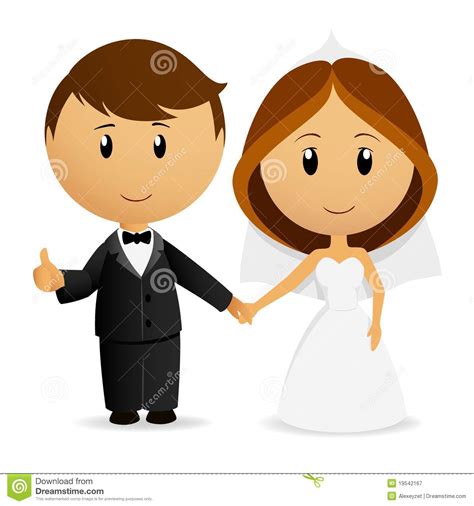 Cute Cartoon Wedding Couple Stock Vector - Illustration of smile ...