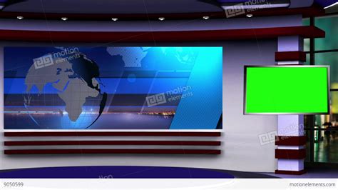 News Tv Studio Set 107 Virtual Background Loop Stock