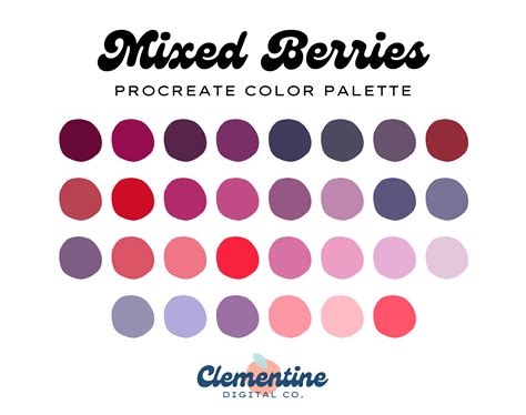 Mixed Berries Procreate Color Palette Ipad Procreate Tools Etsy