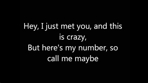 Call Me Maybe Lyrics Carly Rae Jepsen Youtube