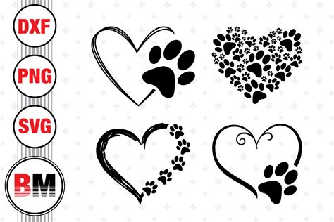 Animal Paw Svg Dog Paw Heart Svg Bundle Dog Paw Svg Paw Heart Svg Pet