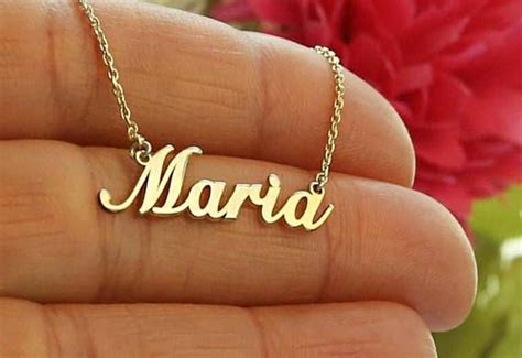 14k Solid Gold Name Necklace Personalized Necklace 14k Gold Joyería