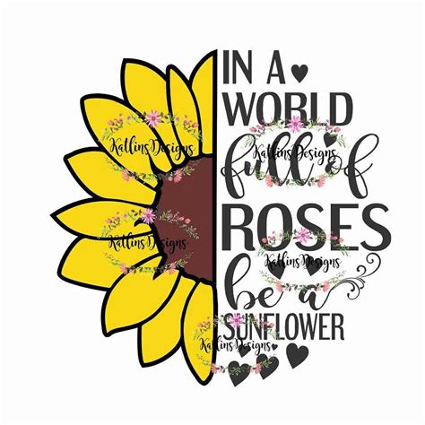Sunflower And Roses Svg