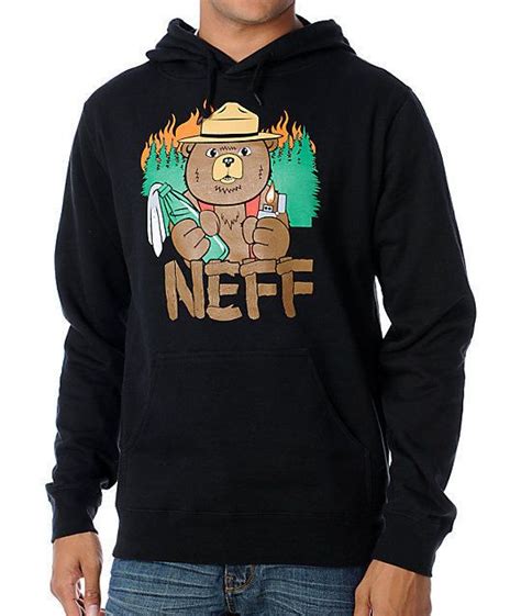 Nwot Neff Wildfire Black Pullover Ls Hoodie Bad Smokey The Bear Size