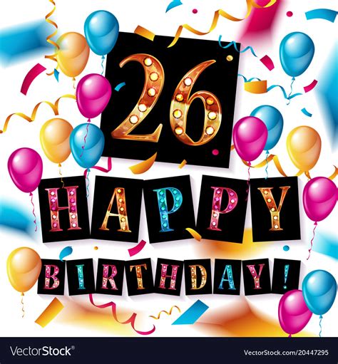 26 Years Celebration Happy Birthday Greeting Card Vector Image